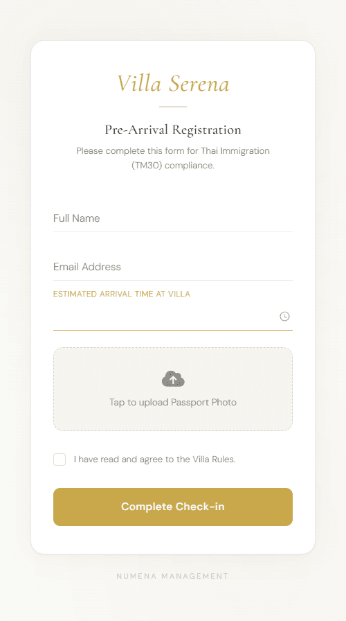 Guest pre-arrival check-in on a phone