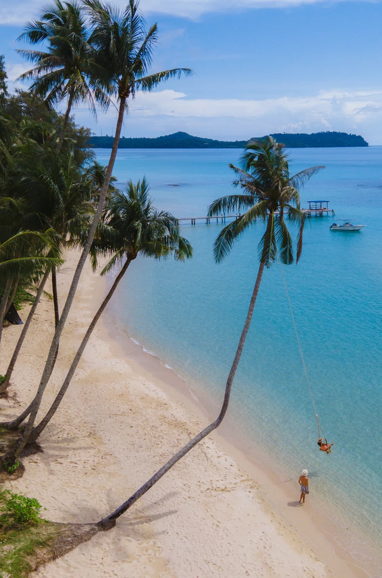 Palm trees along a beach on the west coast of Koh Samui