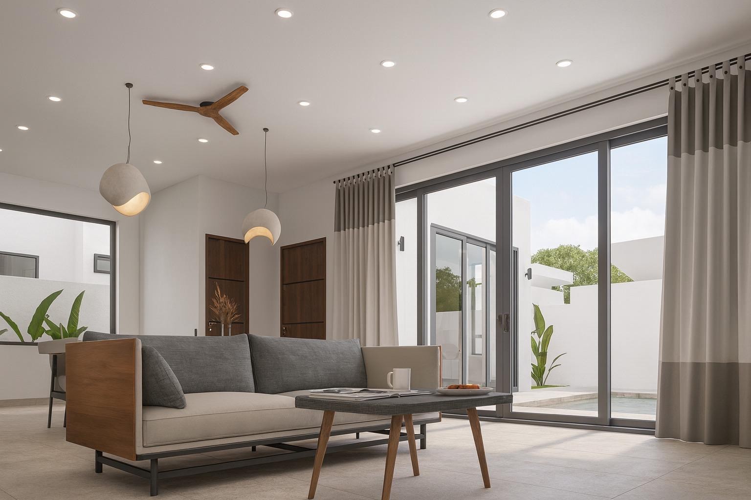 Living room with glazing opening onto the terrace